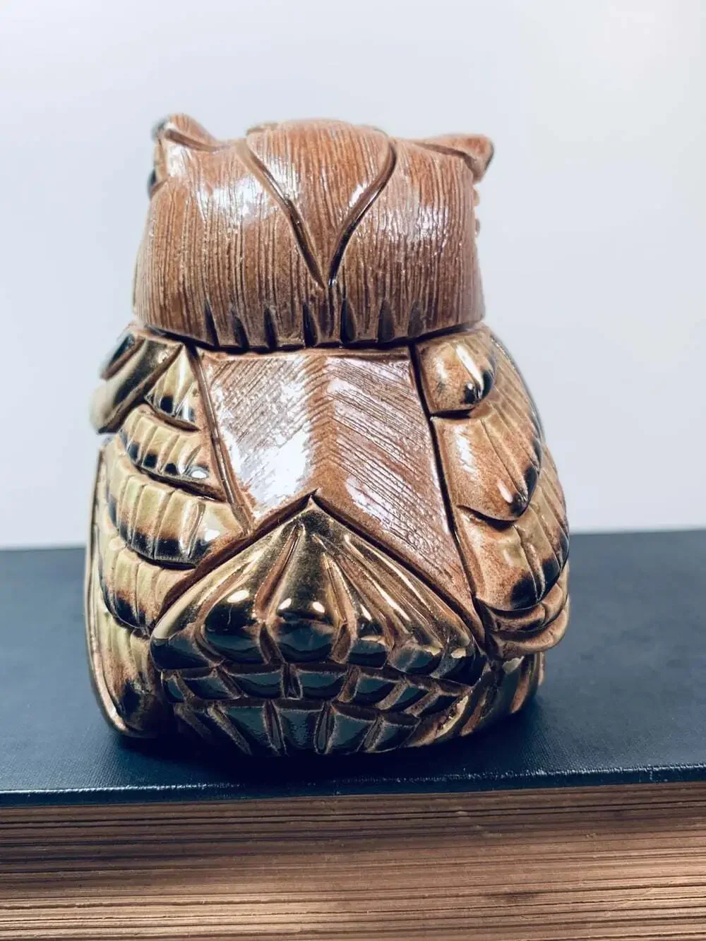 Owl brown, gold accents figurine Artesiania